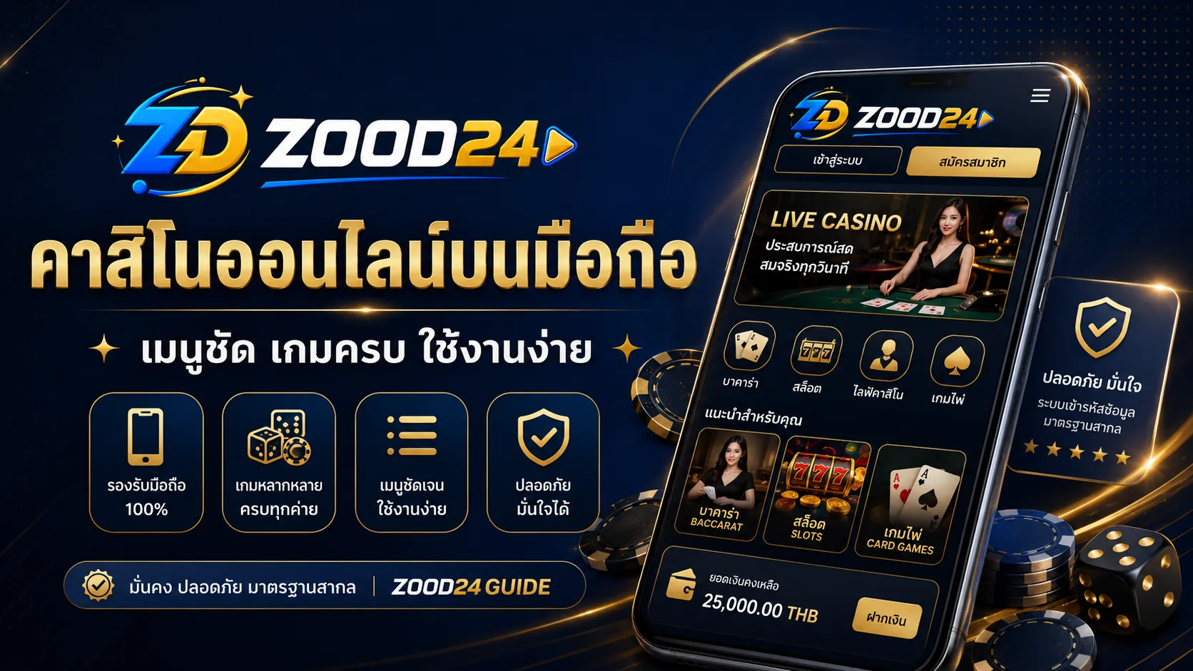 คาสิโนออนไลน์บนมือถือ เมนูชัด เกมครบ ใช้งานง่าย