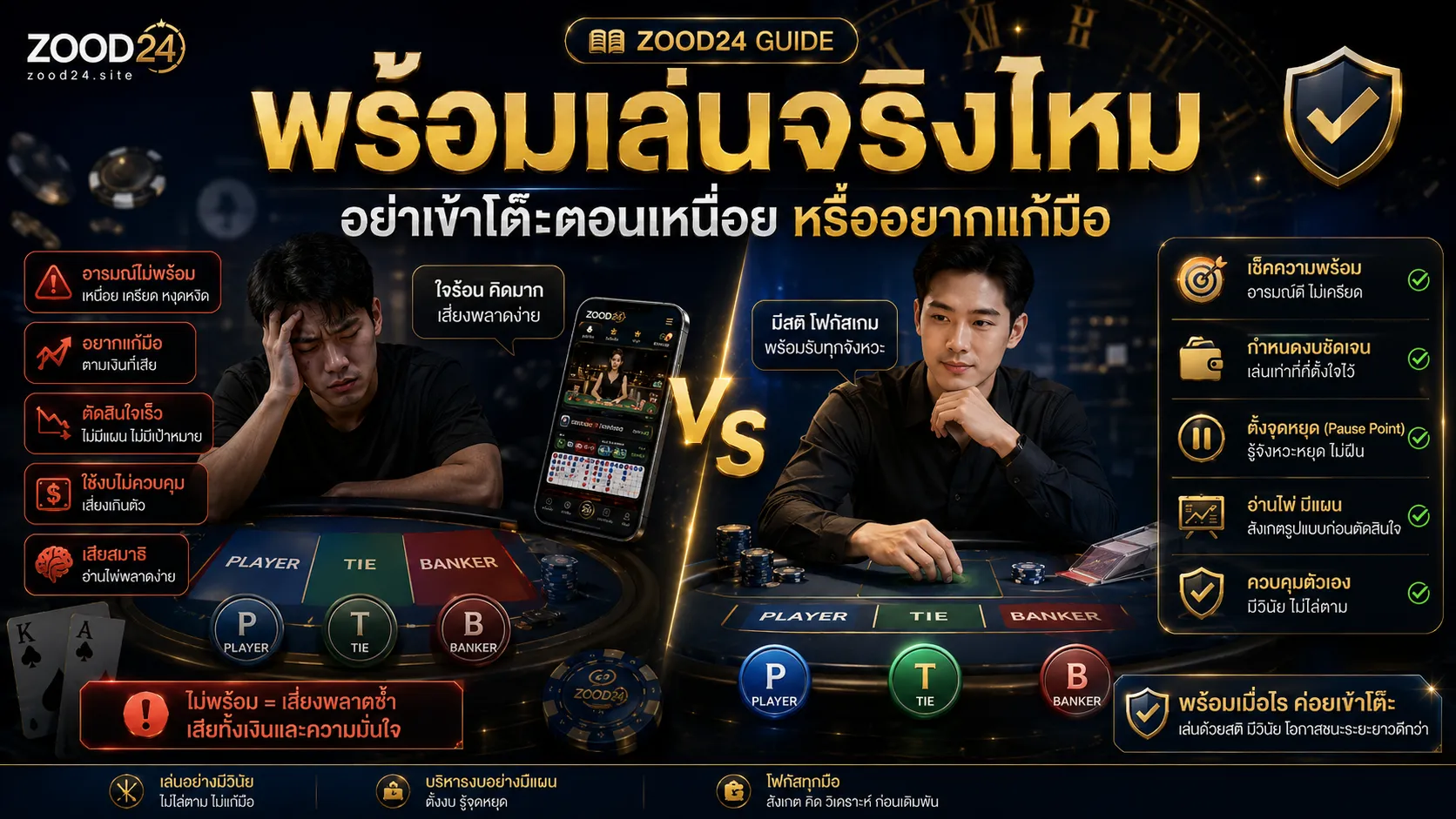 เวลาเล่นบาคาร่า ต้องดูความพร้อมของผู้เล่น ไม่ใช่ดูแค่ช่วงเวลา