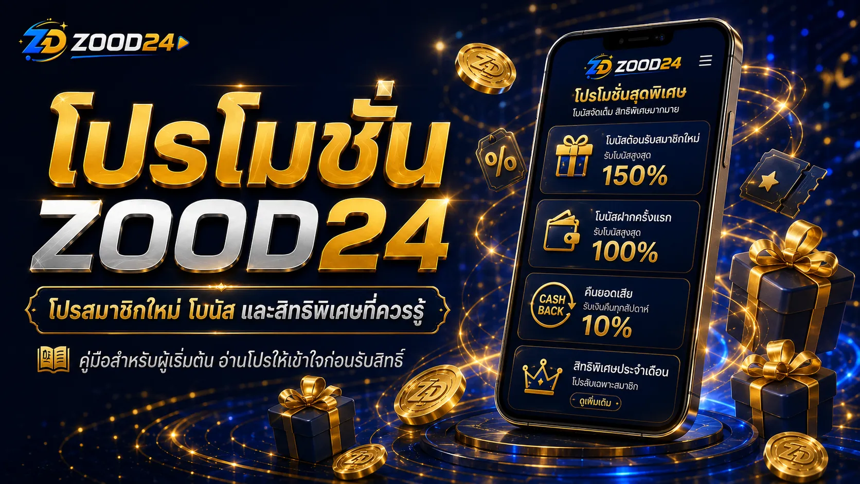 โปรโมชั่น ZOOD24 ล่าสุด โปรสมาชิกใหม่ โบนัสฝากแรก คืนยอดเสีย และเงื่อนไขที่ควรรู้ก่อนรับสิทธิ์