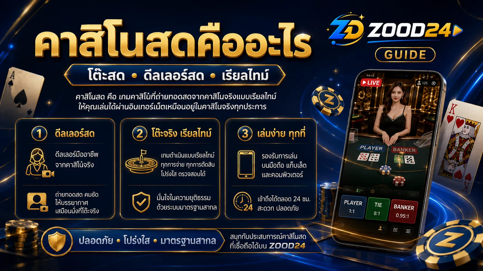 คาสิโนสดคืออะไร โต๊ะสด ดีลเลอร์สด เรียลไทม์