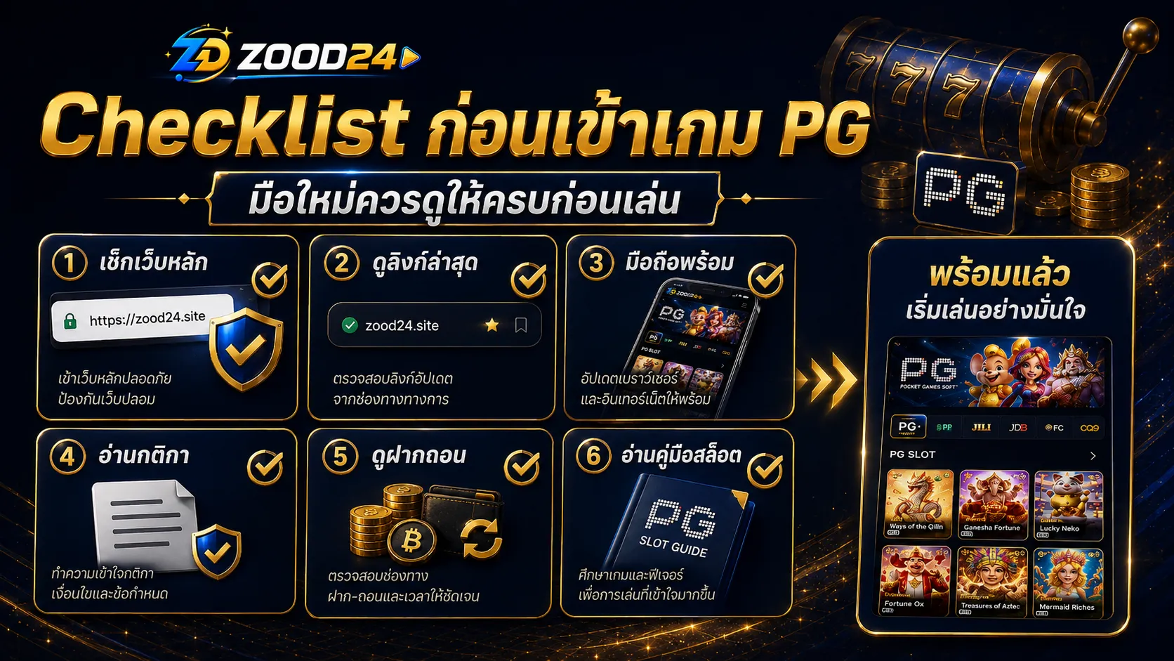 Checklist ก่อนเข้าเกม PG สำหรับมือใหม่