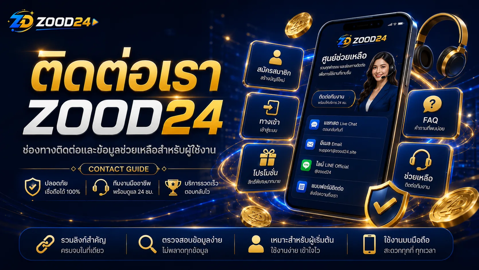 ติดต่อเรา ZOOD24 ช่องทางติดต่อและข้อมูลช่วยเหลือสำหรับผู้ใช้งาน