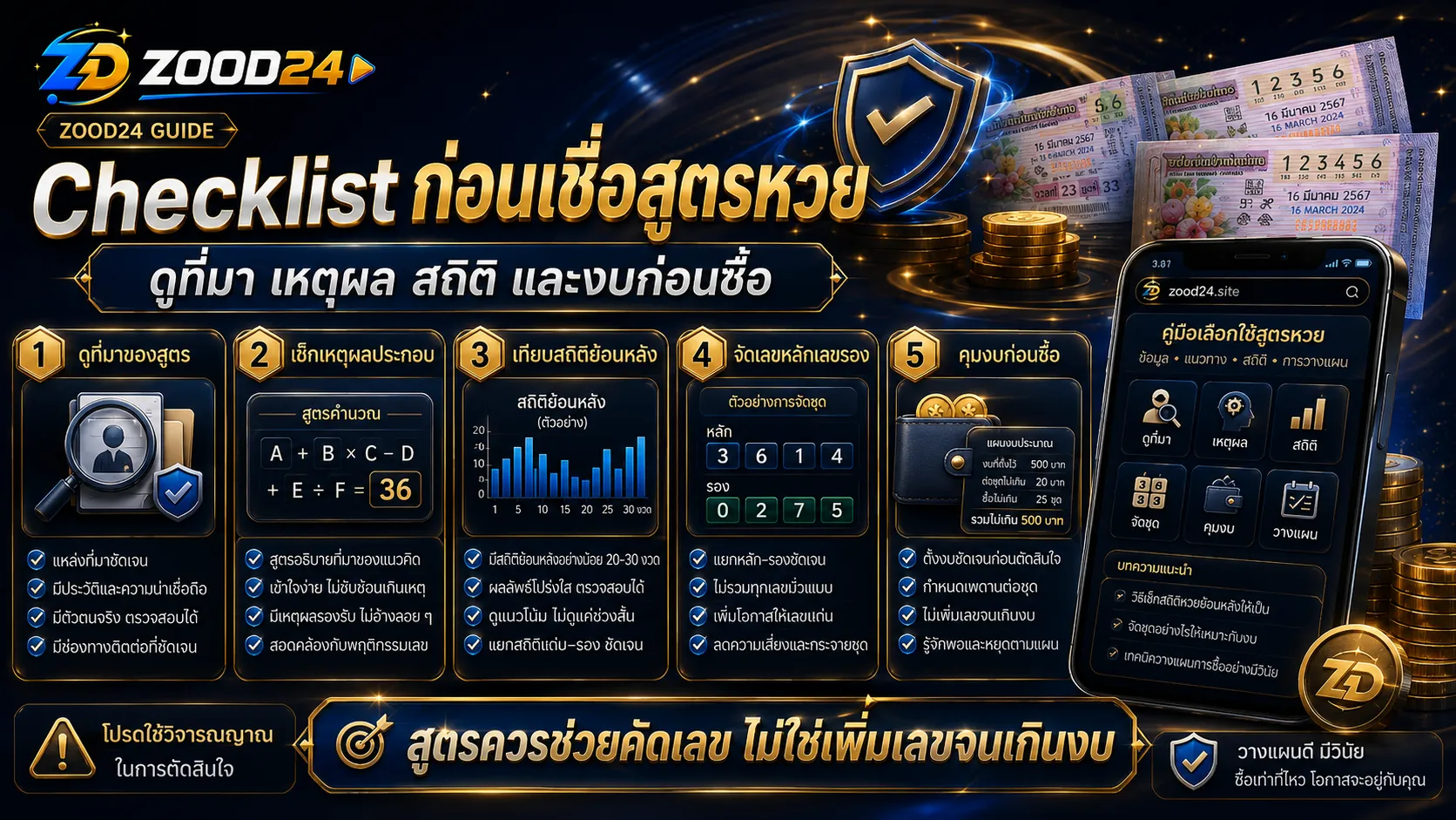 Checklist ก่อนใช้สูตรหวยไทย ต้องดูที่มา เหตุผล สถิติ การจัดเลข และงบก่อนซื้อ