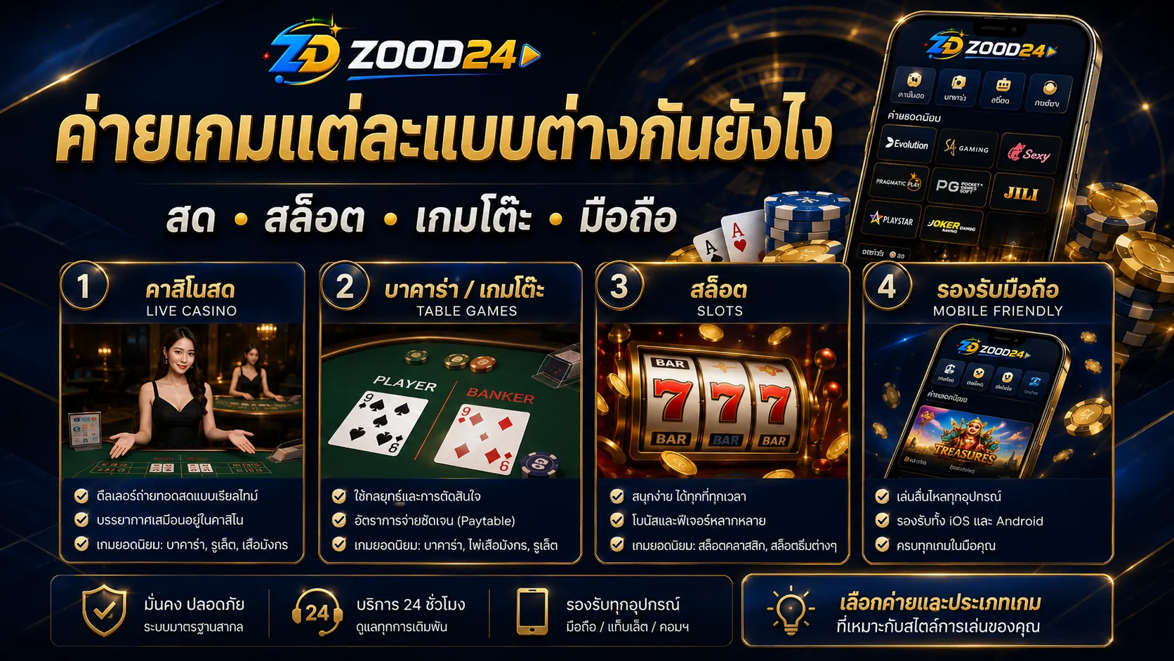 ค่ายเกมแต่ละแบบต่างกันยังไง สด สล็อต เกมโต๊ะ มือถือ
