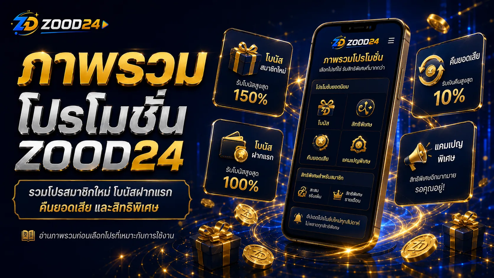 ภาพรวมโปรโมชั่น ZOOD24 โปรสมาชิกใหม่ โบนัสฝากแรก คืนยอดเสีย และเงื่อนไขที่ควรอ่านก่อนรับสิทธิ์