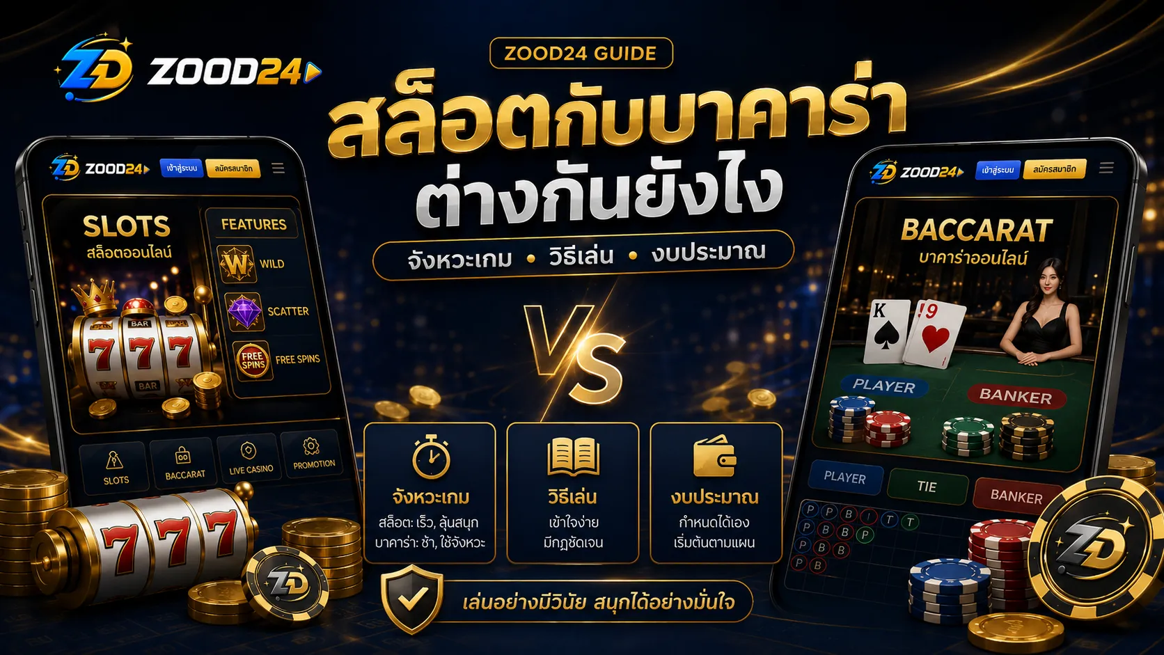 สล็อตกับบาคาร่า ต่างกันยังไง จังหวะเกม วิธีเล่น และงบประมาณ