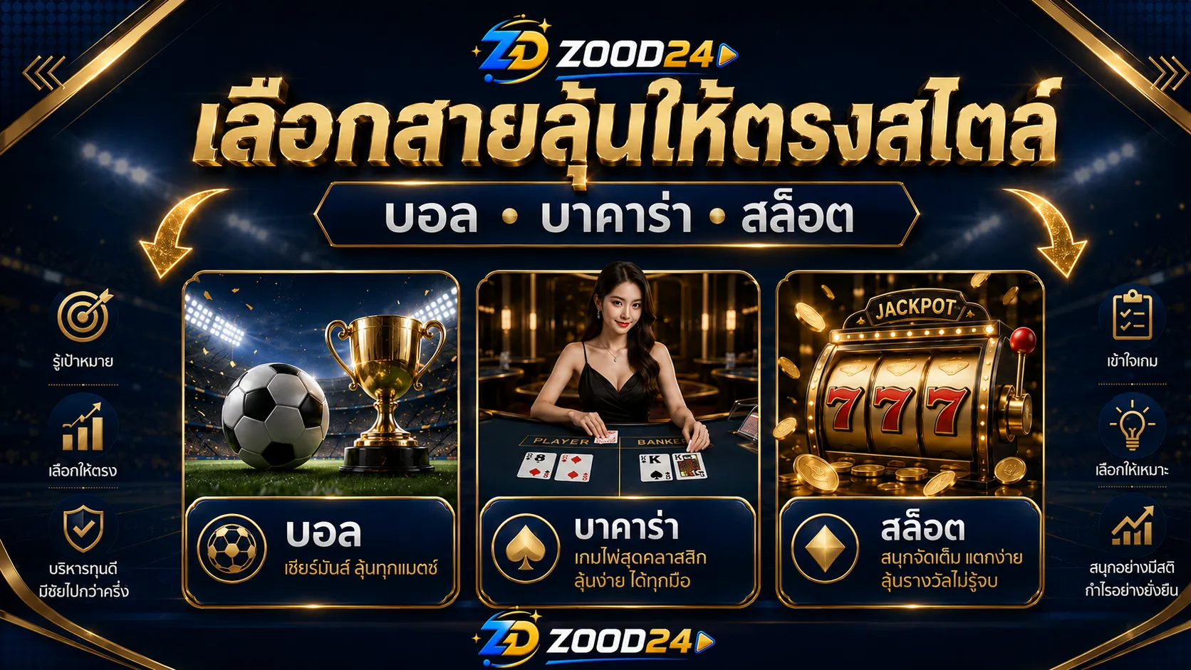 เลือกสายลุ้น แทงบอล บาคาร่า สล็อต ให้เหมาะกับสไตล์ก่อนเข้า ZOOD24