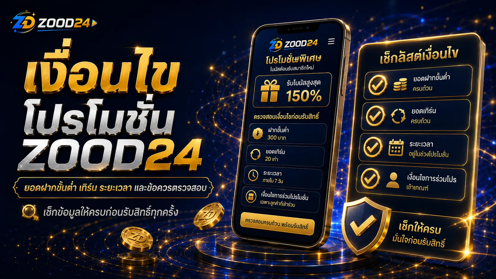 เงื่อนไขโปรโมชั่น ZOOD24 ยอดฝากขั้นต่ำ เทิร์นโอเวอร์ ระยะเวลา หมวดเกม และข้อควรตรวจสอบ