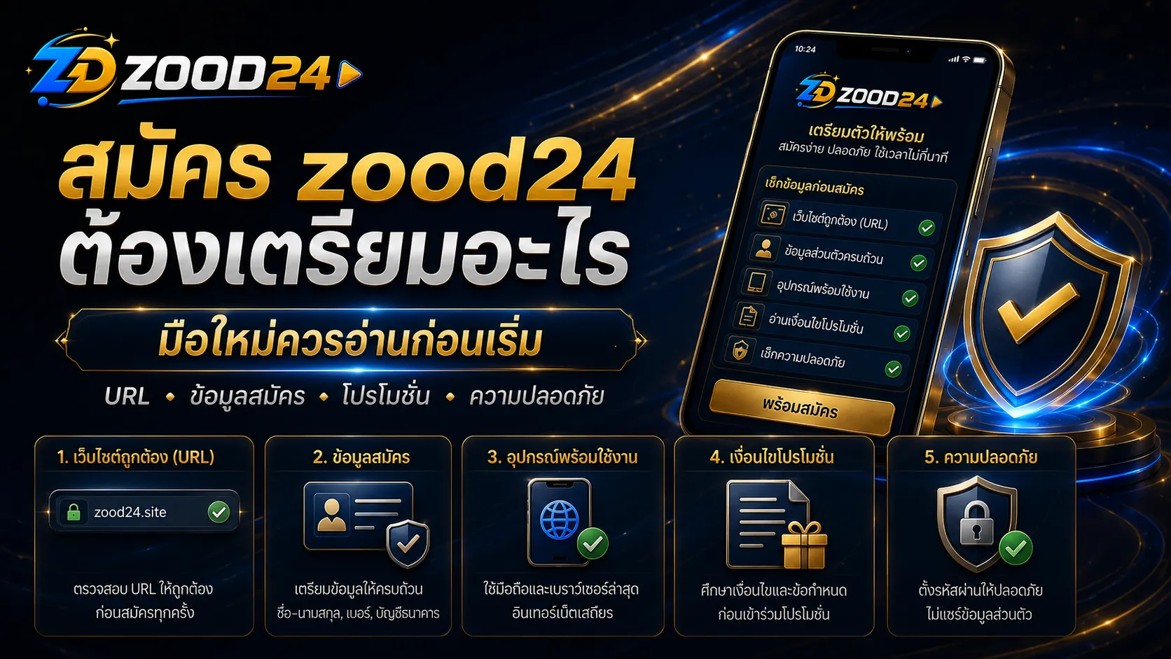 สมัคร zood24 ต้องเตรียมอะไร คู่มือมือใหม่ก่อนเริ่มสมัคร ตรวจสอบ URL ข้อมูล เงื่อนไข และความปลอดภัย