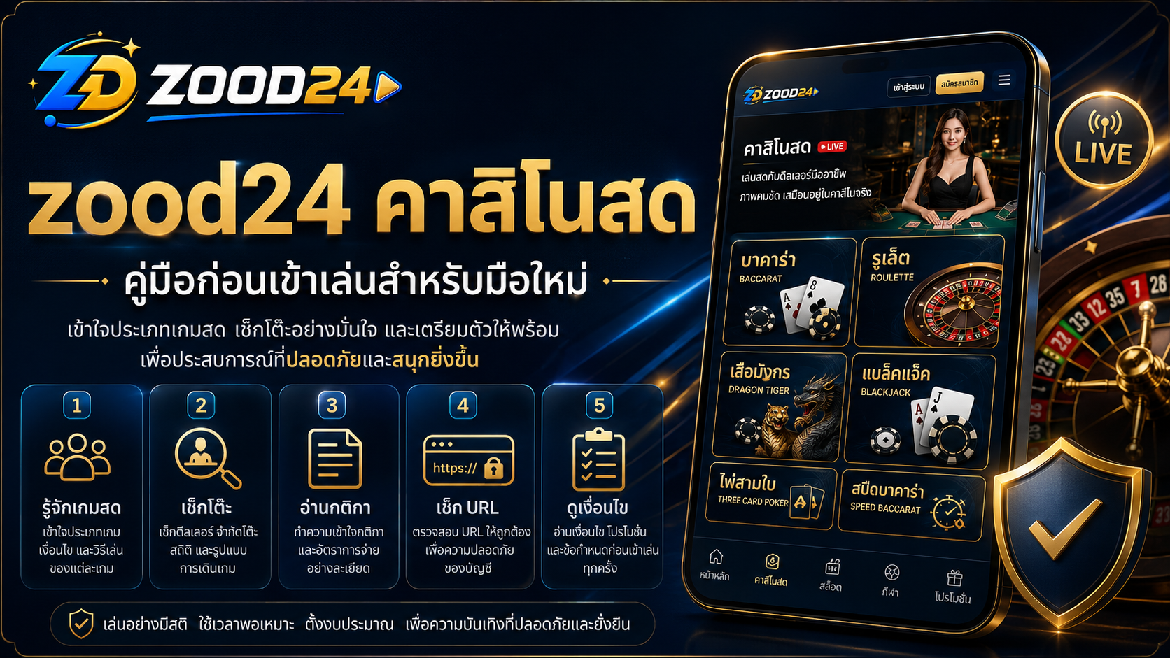 zood24 คาสิโนสดเหมาะกับใคร คู่มือสำหรับมือใหม่ก่อนเข้าเล่นเกมสด บาคาร่า รูเล็ต และเสือมังกร