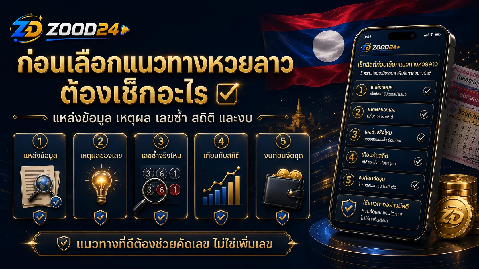 Checklist แนวทางหวยลาวรายวันก่อนเลือกเลข เช็กแหล่งข้อมูล เหตุผล เลขซ้ำ สถิติ และงบก่อนจัดชุดพร้อมธงชาติลาว